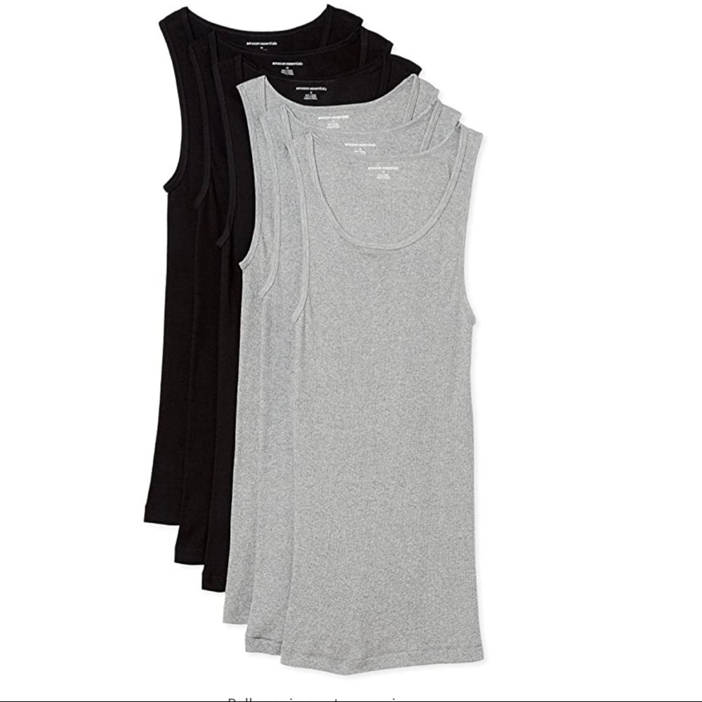 Amazon Essentials 6pk Grey/Black Tank Tops